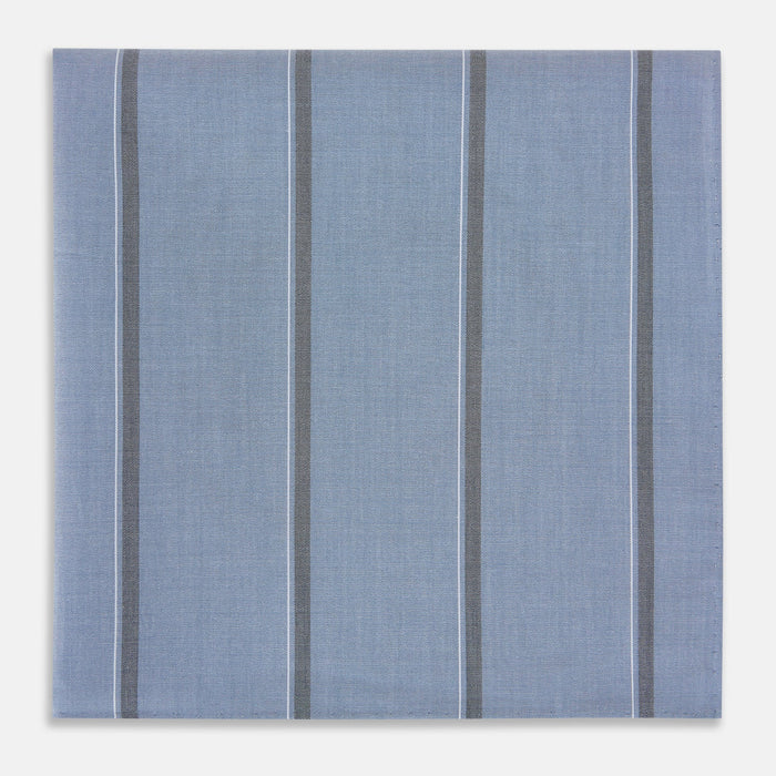 Steel Blue Track Stripe Hand-Rolled Handkerchief