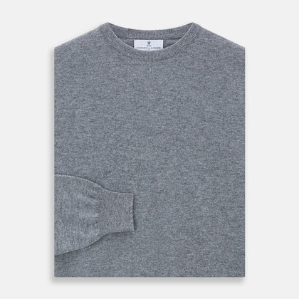 Flannel Grey Crew Neck Cashmere Jumper Image 2