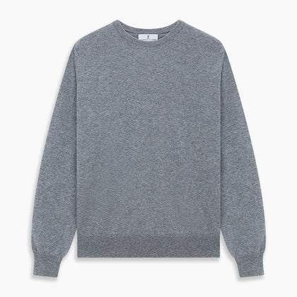 Flannel Grey Crew Neck Cashmere Jumper Image 4