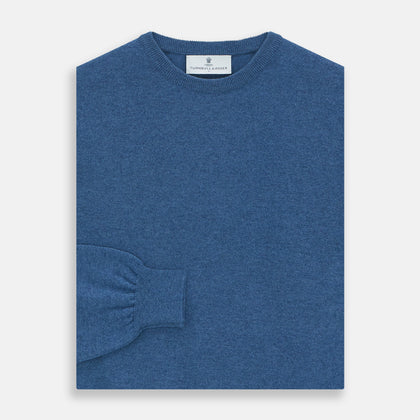 Blue Crew Neck Cashmere Jumper Image 2