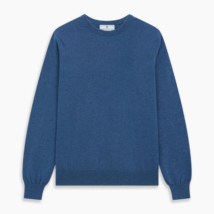 Blue Crew Neck Cashmere Jumper Image 4