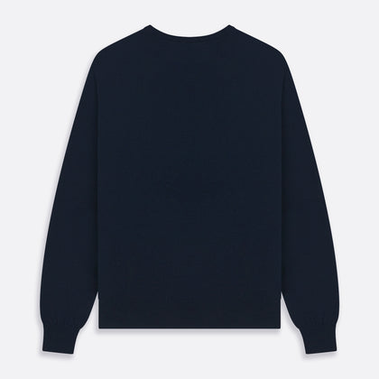 Navy V-Neck Cashmere Jumper Image 3