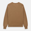 View 4 of product The Turnbull & Asser Natural V-Neck Cashmere Jumper, in camel, features long sleeves and ribbed cuffs, hem, and neckline. Crafted from Scottish cashmere, it’s laid flat on a white background for a refined smart casual look.