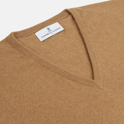 Natural V-Neck Cashmere Jumper