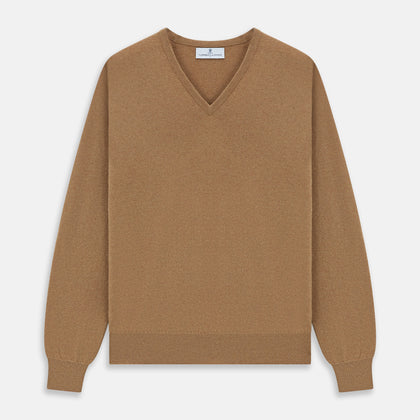 Natural V-Neck Cashmere Jumper