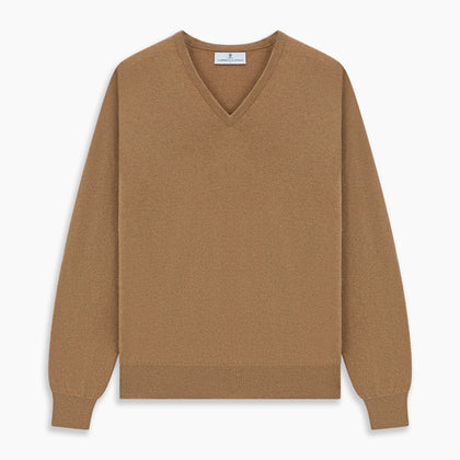 Natural V-Neck Cashmere Jumper Image 4
