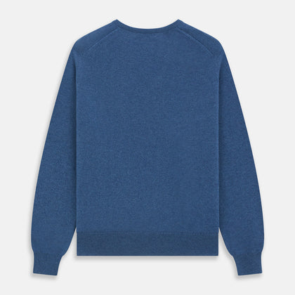 Blue V-Neck Cashmere Jumper Image 3