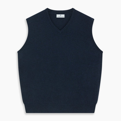 Navy V-Neck Cashmere Slipover Image 3