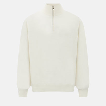 Cream Cashmere Half-Zip Jumper