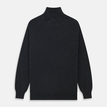 Charcoal Half-Zip Cashmere Jumper Image 3