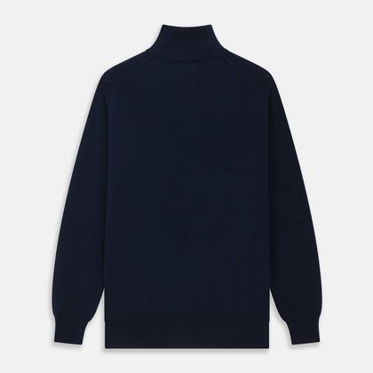 Navy Half-Zip Cashmere Jumper Image 3