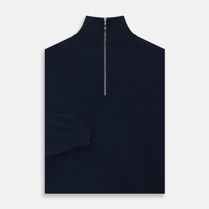 Navy Half-Zip Cashmere Jumper Image 2