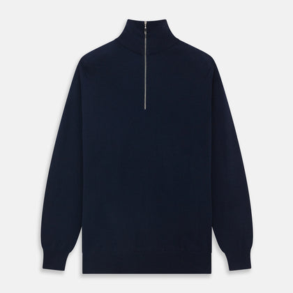 Navy Half-Zip Cashmere Jumper