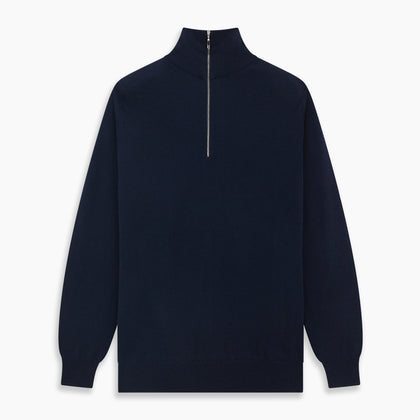 Navy Half-Zip Cashmere Jumper Image 4