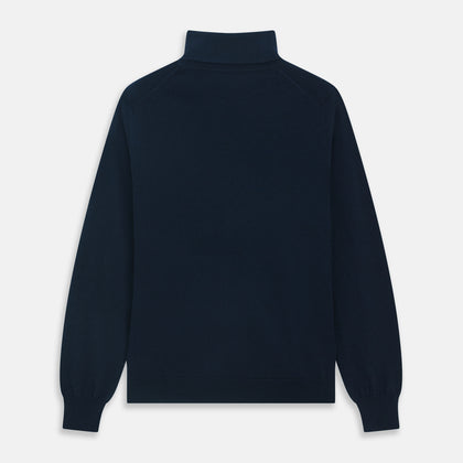 Navy Cashmere Roll Neck Jumper Image 3