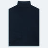 View 3 of product The Turnbull & Asser Navy Cashmere Roll Neck Jumper, with ribbed cuffs and hem, is a timeless autumn essential. Shown laid flat on a white background, this plain long-sleeved sweater offers classic style and comfort.