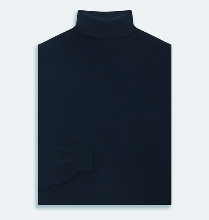 Navy Cashmere Roll Neck Jumper Image 2