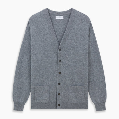 Louis Flannel Grey Cashmere Cardigan Image 4