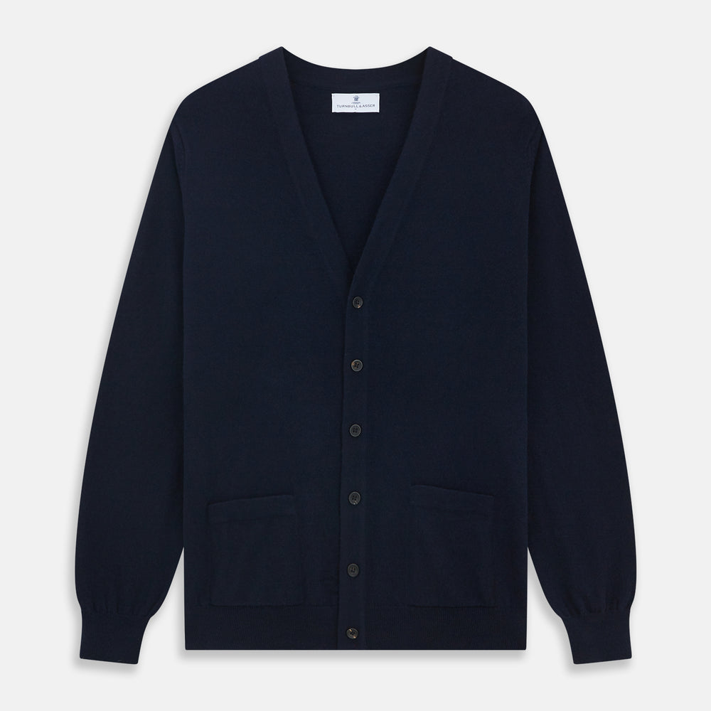 Navy Cashmere Cardigan Turnbull Asser - Main Image