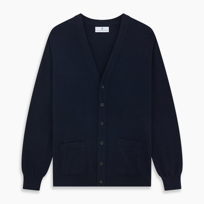 Navy Cashmere Cardigan Image 4
