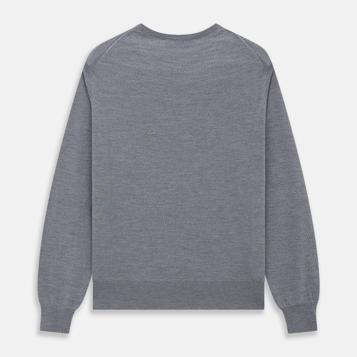 Grey Crew Neck Merino Wool Jumper Image 3