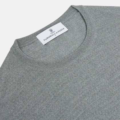 Grey Crew Neck Merino Wool Jumper