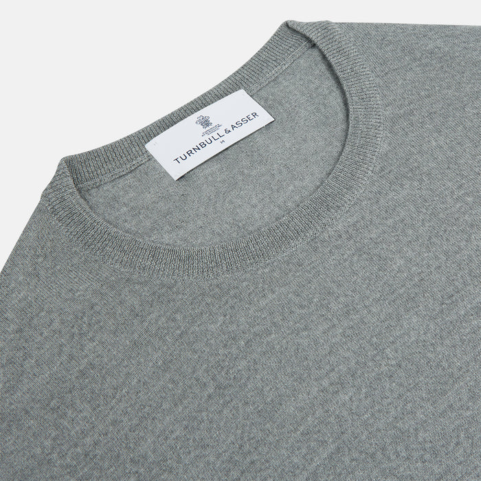 Grey Crew Neck Merino Wool Jumper Image 1