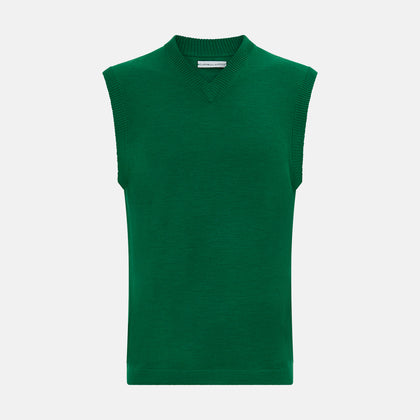 Hunter Green Fine Merino V-Neck Vest