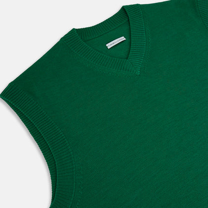 Hunter Green Fine Merino V-Neck Vest