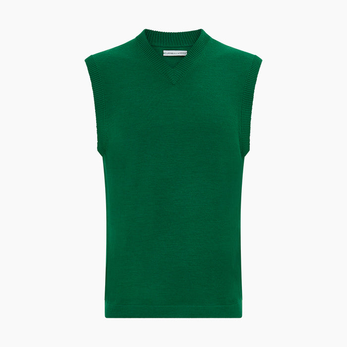 Hunter Green Fine Merino V-Neck Vest Image 3