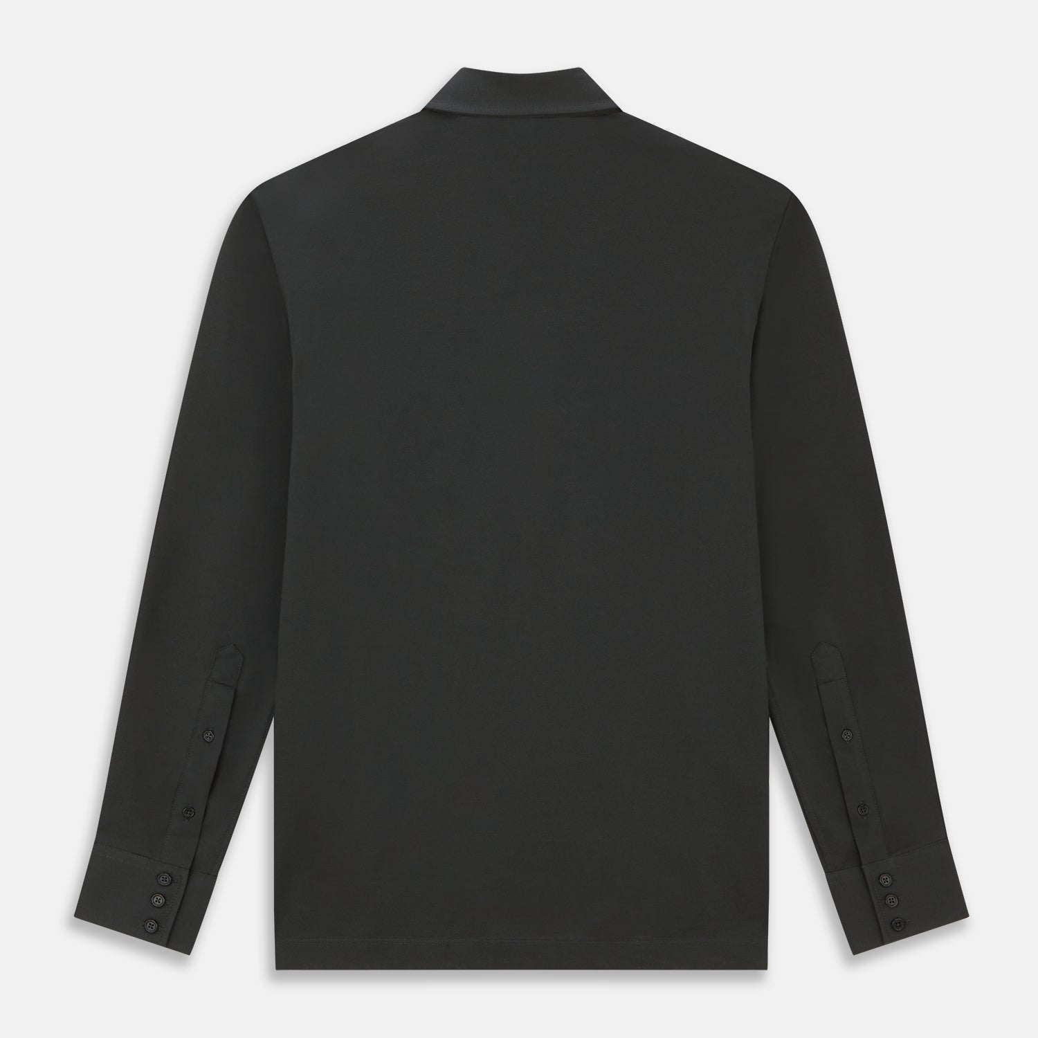View 3 of product The Moss Green Pique Shirt by Turnbull & Asser, featuring long sleeves, a button-up front, collar, and single chest pocket, is laid flat on a white background for a refined take on classic style.
