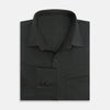 View 5 of product The Moss Green Pique Shirt by Turnbull & Asser, featuring long sleeves, a button-up front, collar, and single chest pocket, is laid flat on a white background for a refined take on classic style.