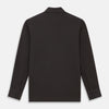 View 3 of product A Brown Pique Shirt by Turnbull & Asser, featuring long sleeves, a collar, and a single chest pocket, is laid flat on a white background.