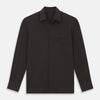 View 1 of product A Brown Pique Shirt by Turnbull & Asser, featuring long sleeves, a collar, and a single chest pocket, is laid flat on a white background.
