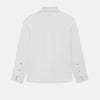 View 3 of product A Cream Rugby Polo Shirt in Cotton by Turnbull & Asser UK, featuring long sleeves, a collar, and a partial button placket, is displayed on a white background.
