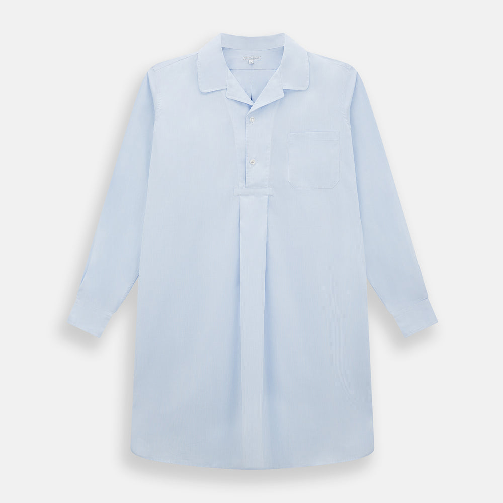 Pale Blue Fine Micro Check Nightshirt