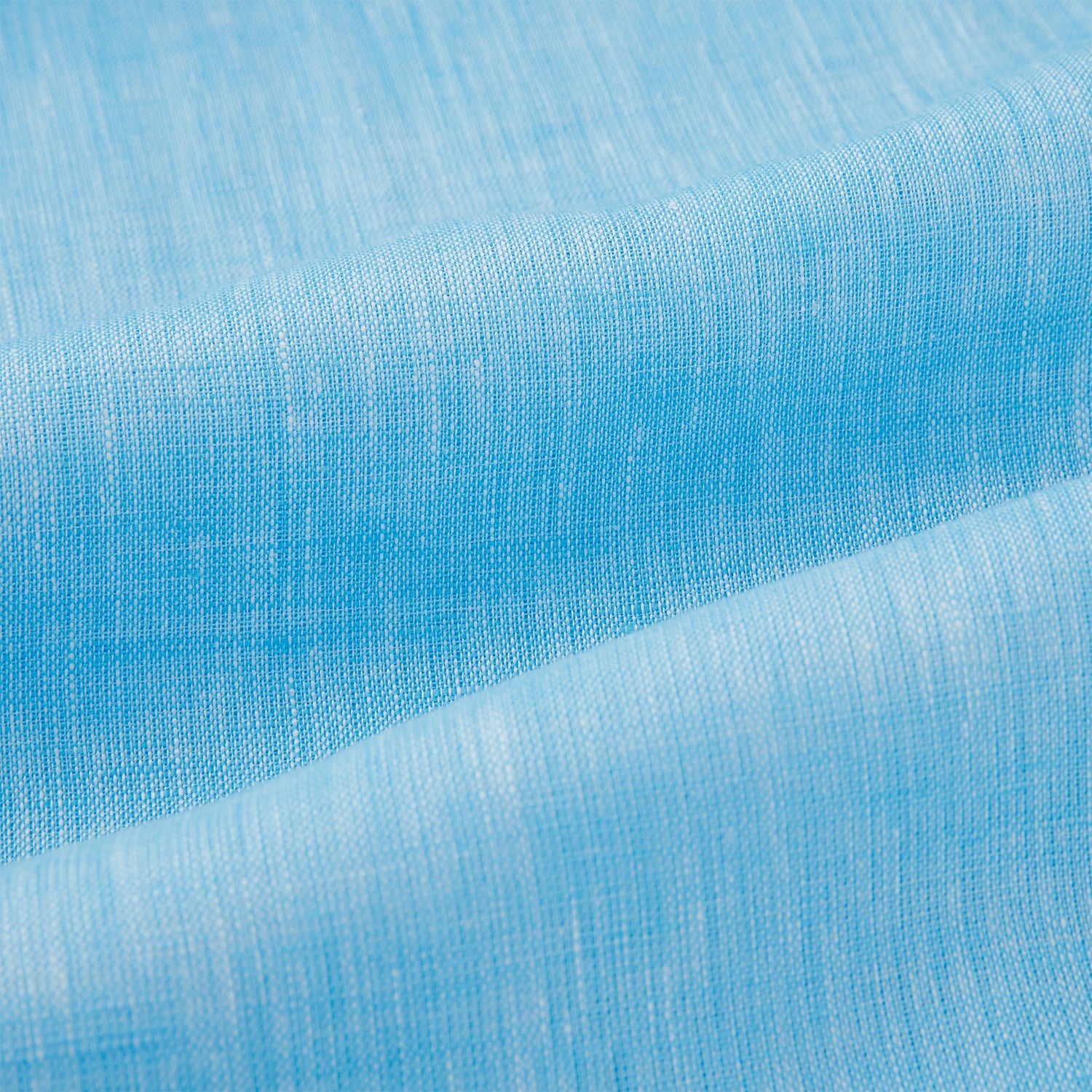 View 5 of product The QUARZO NIGHTSHIRT TURQUOISE LINEN by Turnbull & Asser is a relaxed-fit, long-sleeve collared nightshirt in soft turquoise linen, featuring a chest pocket and button placket, shown laid flat on a white background.