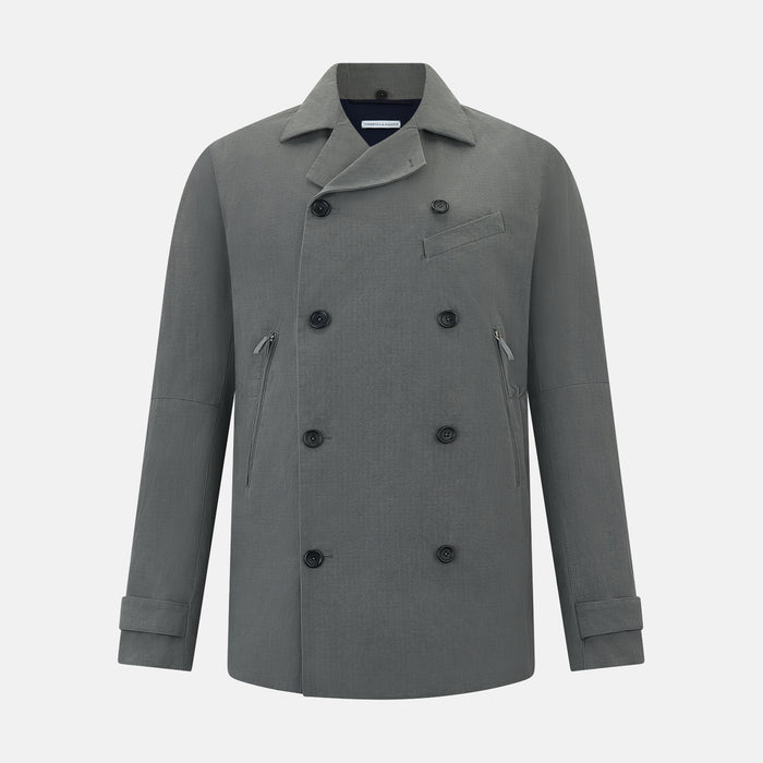 SHORT DB TRENCH COAT SHADOW GREY
