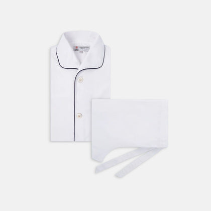 White Piped Cotton Pyjama Set
