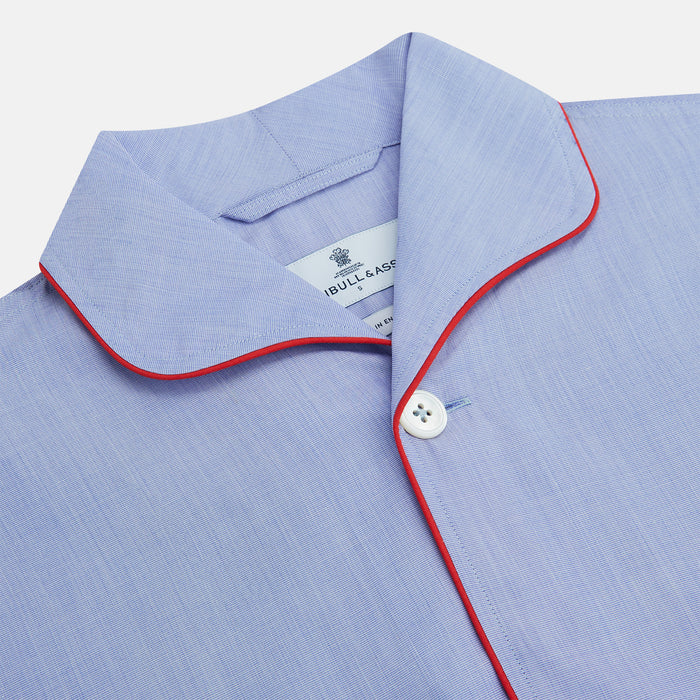 Blue Piped End-on-End Cotton Pyjama Set Image 1