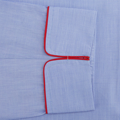 Blue Piped End-on-End Cotton Pyjama Set Image 2