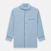 Blue Piped Cotton-Cashmere Pyjama Set