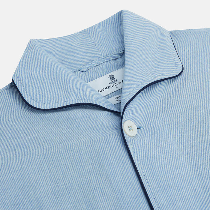 Blue Piped Cotton-Cashmere Pyjama Set Image 1