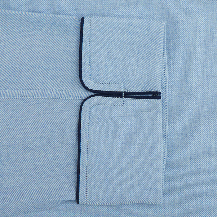 Blue Piped Cotton-Cashmere Pyjama Set Image 2
