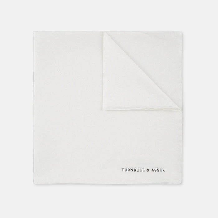 White Piped Silk Pocket Square Image 3