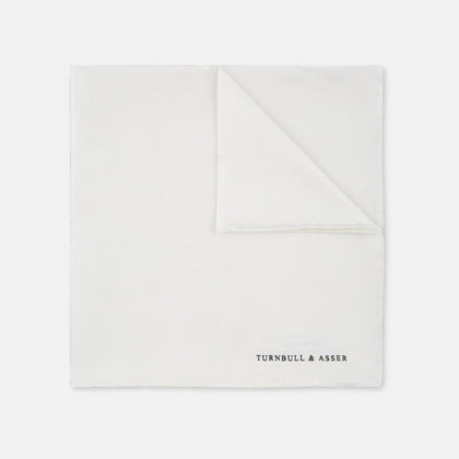 White Piped Silk Pocket Square Image 2