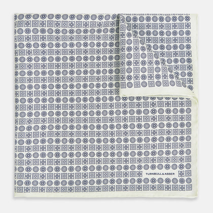 Floral White Pocket Square in Silk