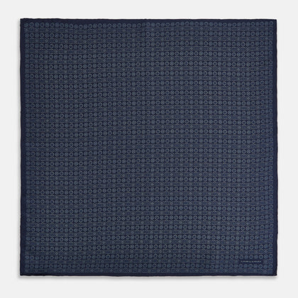 Floral Navy Pocket Square in Silk Image 3