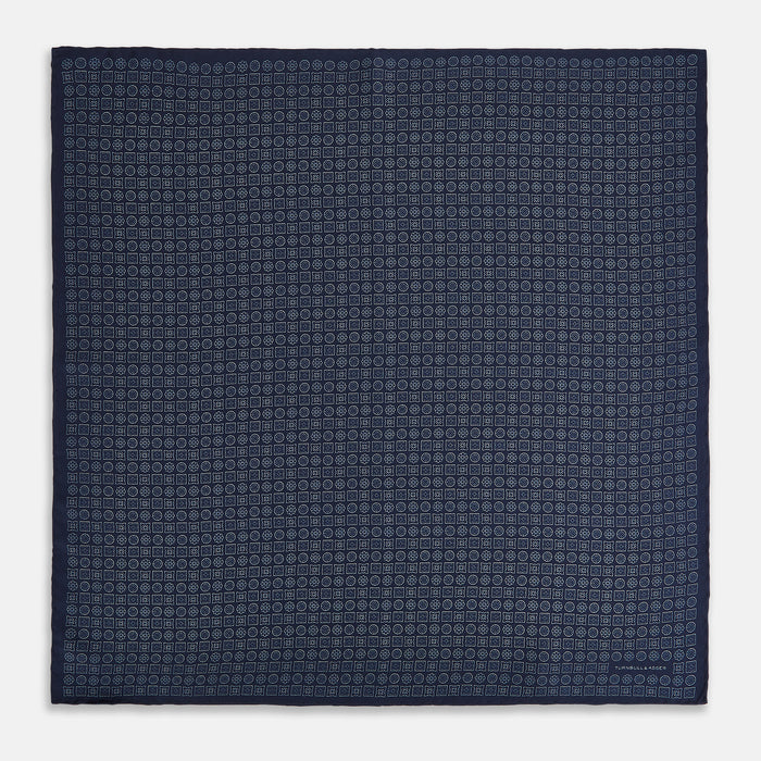 Floral Navy Pocket Square in Silk Image 3
