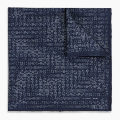 Floral Navy Pocket Square in Silk Image 4
